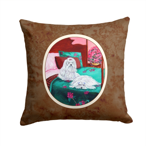 Carolines Treasures 7110PW1414 Maltese & Puppy Waiting on You Fabric Decorative Pillow