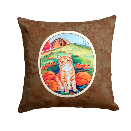 Carolines Treasures 7123PW1414 Tabby Cat in Pumpins Fabric Decorative Pillow