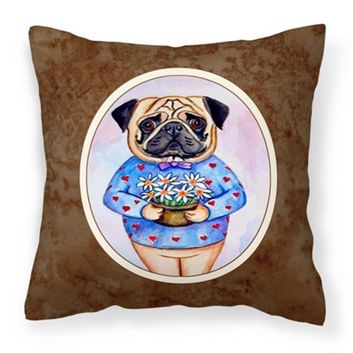 Carolines Treasures 7132PW1414 Pug Valentines Hearts Fabric Decorative Pillow
