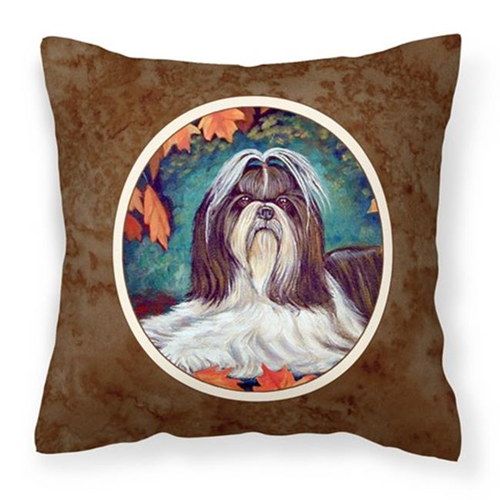 Carolines Treasures 7182PW1414 Autumn Leaves Shih Tzu Fabric Decorative Pillow