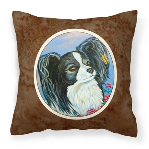Carolines Treasures 7247PW1414 Black & White Papillon Fabric Decorative Pillow