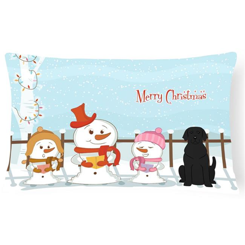 Carolines Treasures BB2388PW1216 Merry Christmas Carolers Black Labrador Canvas Fabric Decorative Pillow