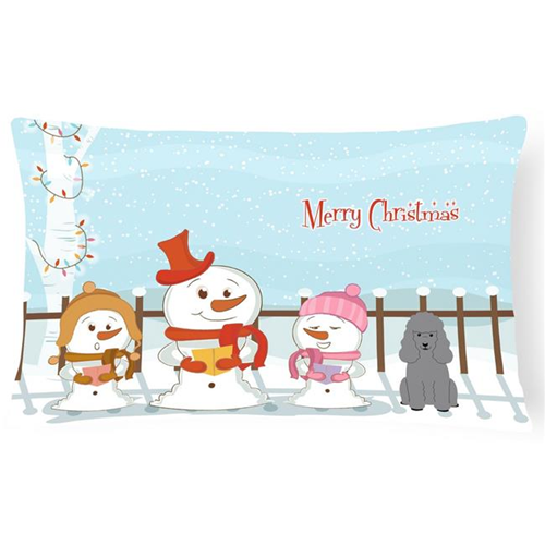 Carolines Treasures BB2399PW1216 Merry Christmas Carolers Poodle Silver Canvas Fabric Decorative Pillow