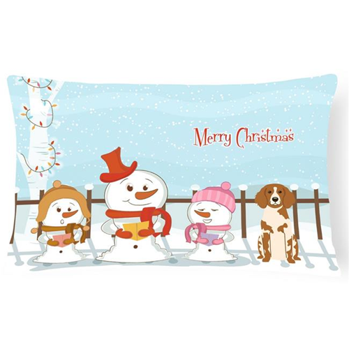 Carolines Treasures BB2403PW1216 Merry Christmas Carolers Brittany Spaniel Canvas Fabric Decorative Pillow