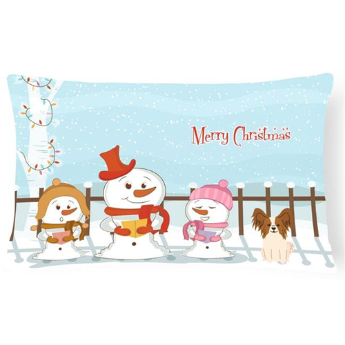 Carolines Treasures BB2409PW1216 Merry Christmas Carolers Papillon Red & White Canvas Fabric Decorative Pillow