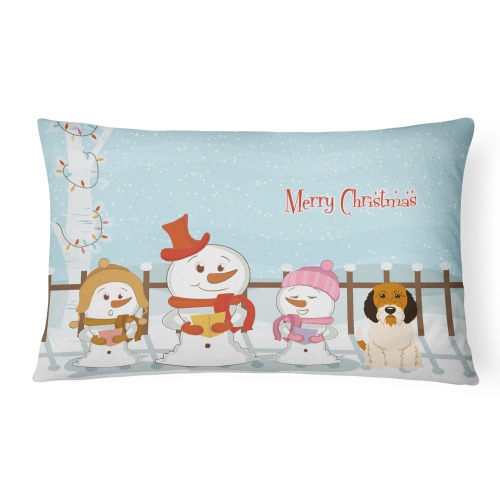 Carolines Treasures BB2410PW1216 Merry Christmas Carolers Petit Basset Griffon Veenden Canvas Fabric Decorative Pillow
