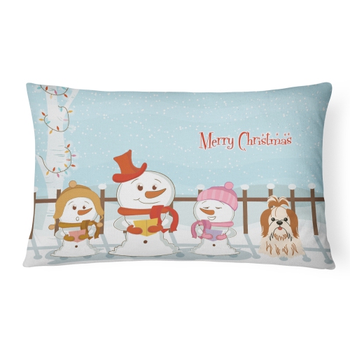 Carolines Treasures BB2418PW1216 Merry Christmas Carolers Shih Tzu Red & White Canvas Fabric Decorative Pillow