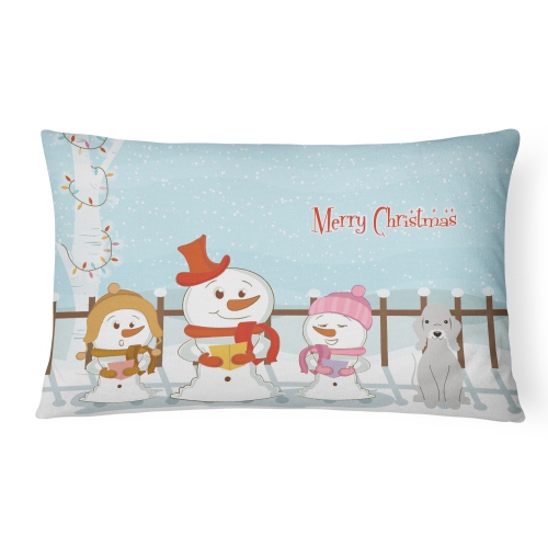 Carolines Treasures BB2421PW1216 Merry Christmas Carolers Bedlington Terrier Blue Canvas Fabric Decorative Pillow