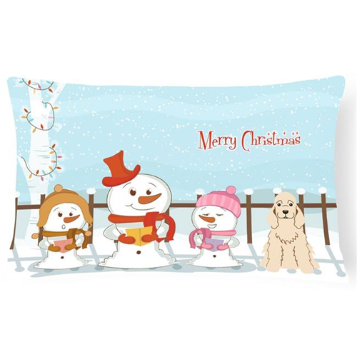 Carolines Treasures BB2425PW1216 Merry Christmas Carolers Cocker Spaniel Buff Canvas Fabric Decorative Pillow