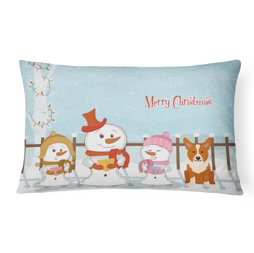 Carolines Treasures BB2431PW1216 Merry Christmas Carolers Corgi Canvas Fabric Decorative Pillow