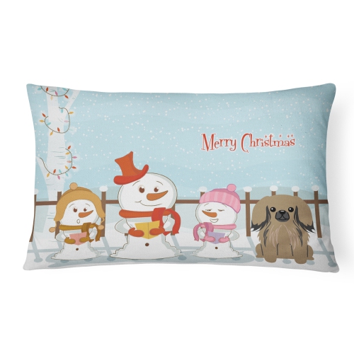 Carolines Treasures BB2433PW1216 Merry Christmas Carolers Pekingnese Tan Canvas Fabric Decorative Pillow