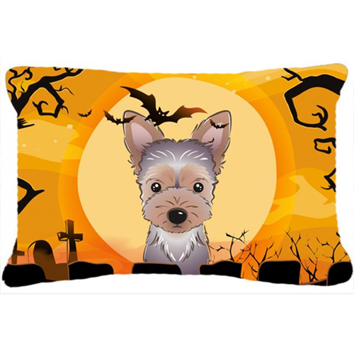 Carolines Treasures BB1790PW1216 Halloween Yorkie Puppy Fabric Decorative Pillow