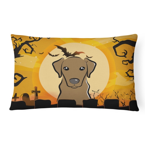 Carolines Treasures BB1792PW1216 Halloween Chocolate Labrador Fabric Decorative Pillow