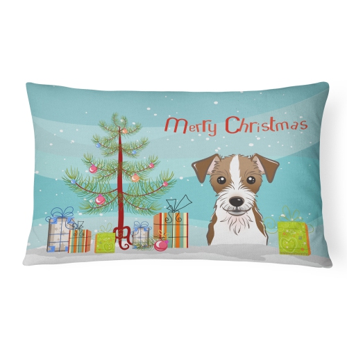 Carolines Treasures BB1574PW1216 Christmas Tree & Jack Russell Terrier Fabric Decorative Pillow