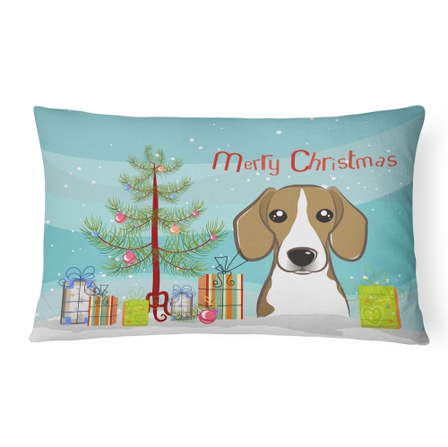 Carolines Treasures BB1611PW1216 Christmas Tree & Beagle Fabric Decorative Pillow