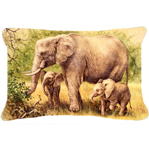 Carolines Treasures BDBA0112PW1216 Elephants by Daphne Baxter Fabric Decorative Pillow