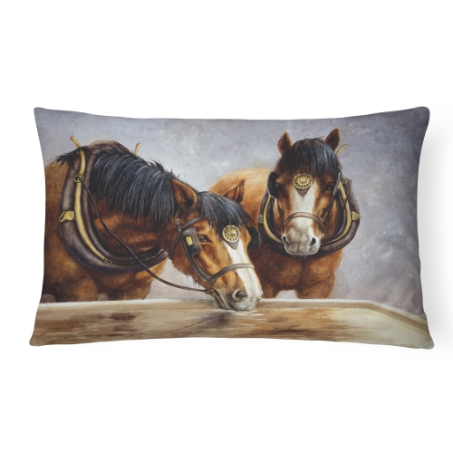 Carolines Treasures BDBA0119PW1216 Horses Taking a Drink of Water Fabric Decorative Pillow