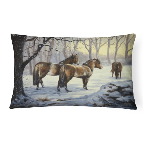 Carolines Treasures BDBA0122PW1216 Horses in Snow by Daphne Baxter Fabric Decorative Pillow