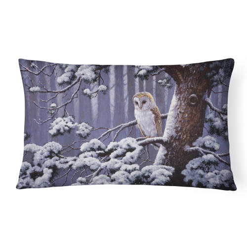 Carolines Treasures BDBA0303PW1216 Owl on a Tree Branch in the Snow Fabric Decorative Pillow