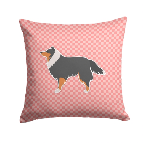 Carolines Treasures BB3630PW1414 Sheltie & Shetland Sheepdog Checkerboard Pink Fabric Decorative Pillow