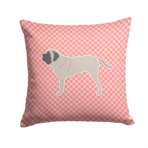 Carolines Treasures BB3656PW1414 English Mastiff Checkerboard Pink Fabric Decorative Pillow