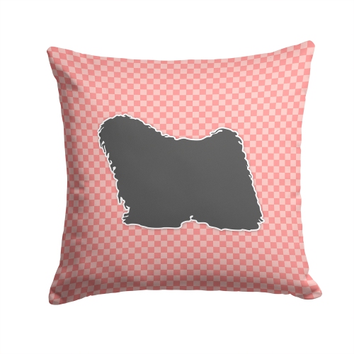 Carolines Treasures BB3663PW1414 Puli Checkerboard Pink Fabric Decorative Pillow