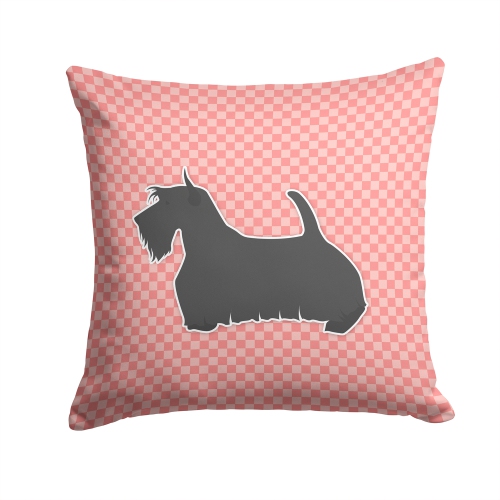 Carolines Treasures BB3669PW1414 Scottish Terrier Checkerboard Pink Fabric Decorative Pillow