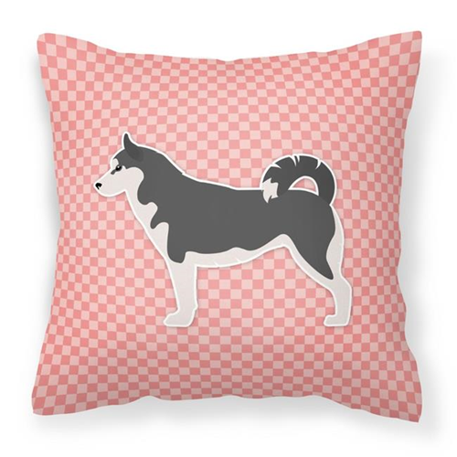 Carolines Treasures BB3680PW1414 Siberian Husky Checkerboard Pink Fabric Decorative Pillow
