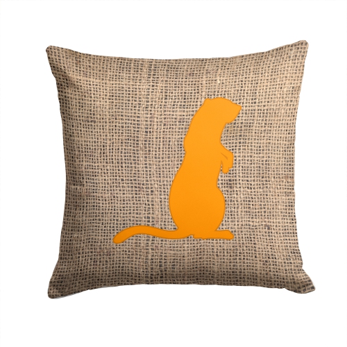Carolines Treasures BB1118-BL-OR-PW1414 Meerkat Burlap And Orange Indoor & Outdoor Fabric Decorative Pillow