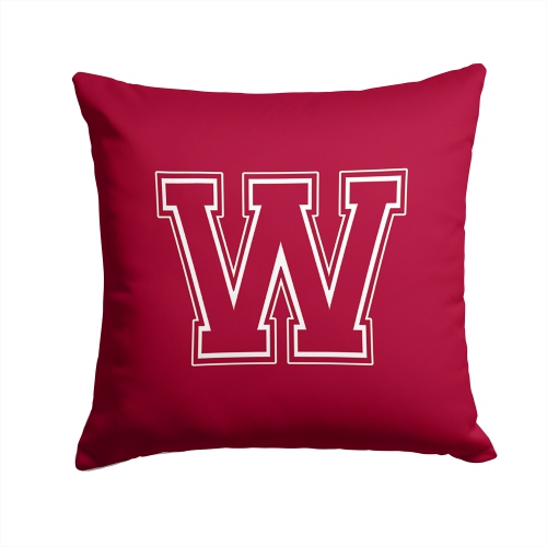 Carolines Treasures CJ1032-WPW1414 Monogram Initial W Maroon And White Indoor & Outdoor Fabric Decorative Pillow