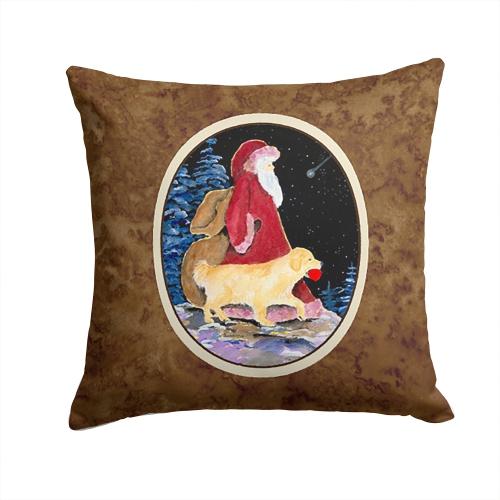 Carolines Treasures SS8973PW1414 Santa Claus With Golden Retriever Indoor & Outdoor Fabric Decorative Pillow