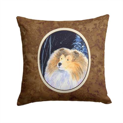 Carolines Treasures SS8360PW1414 Starry Night Collie Decorative Indoor & Outdoor Fabric Pillow
