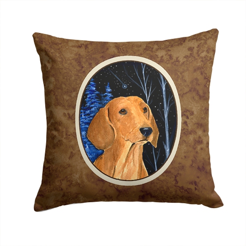 Carolines Treasures SS8379PW1414 Starry Night Dachshund Decorative Indoor & Outdoor Fabric Pillow