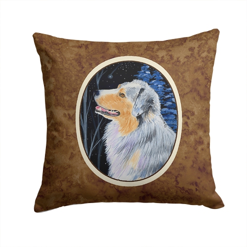 Carolines Treasures SS8382PW1414 Starry Night Australian Shepherd Decorative Indoor & Outdoor Fabric Pillow