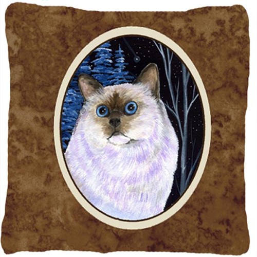 Carolines Treasures SS8403PW1414 Starry Night Cat - Birman Decorative Indoor & Outdoor Fabric Pillow