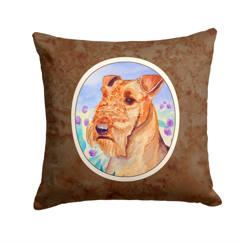 Carolines Treasures 7007PW1414 Airedale Terrier in Flowers Fabric Decorative Pillow