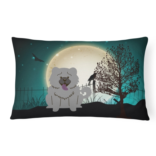 Carolines Treasures BB2329PW1216 Halloween Scary Chow Chow Blue Canvas Fabric Decorative Pillow