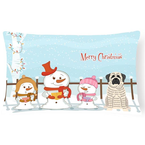 Carolines Treasures BB2347PW1216 Merry Christmas Carolers Mastiff Brindle White Canvas Fabric Decorative Pillow