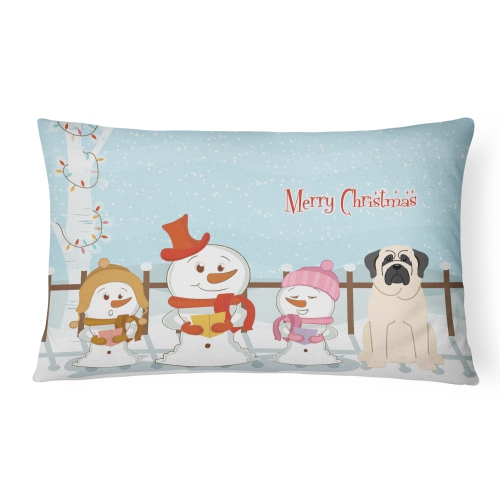 Carolines Treasures BB2348PW1216 Merry Christmas Carolers Mastiff White Canvas Fabric Decorative Pillow