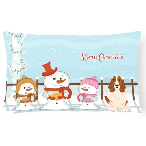 Carolines Treasures BB2352PW1216 Merry Christmas Carolers Basset Hound Canvas Fabric Decorative Pillow