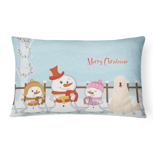 Carolines Treasures BB2355PW1216 Merry Christmas Carolers South Russian Sheepdog Canvas Fabric Decorative Pillow