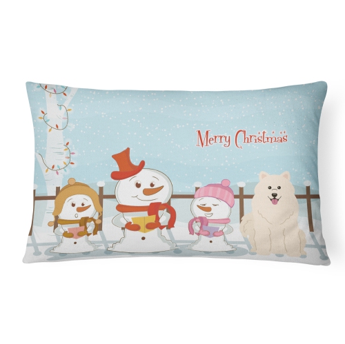 Carolines Treasures BB2361PW1216 Merry Christmas Carolers Samoyed Canvas Fabric Decorative Pillow