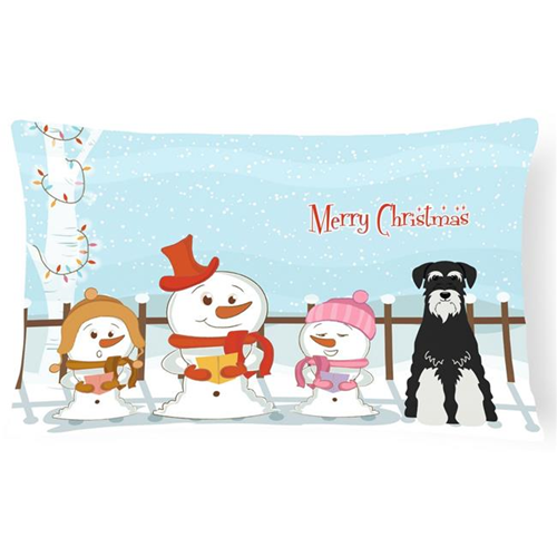 Carolines Treasures BB2364PW1216 Merry Christmas Carolers Standard Schnauzer Salt & Pepper Canvas Fabric Decorative Pillow