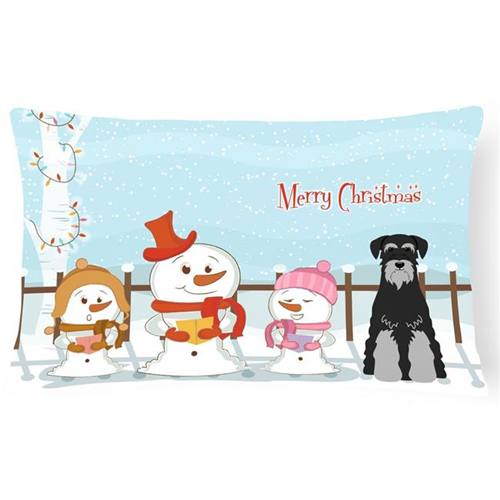 Carolines Treasures BB2365PW1216 Merry Christmas Carolers Standard Schnauzer Black & Grey Canvas Fabric Decorative Pillow