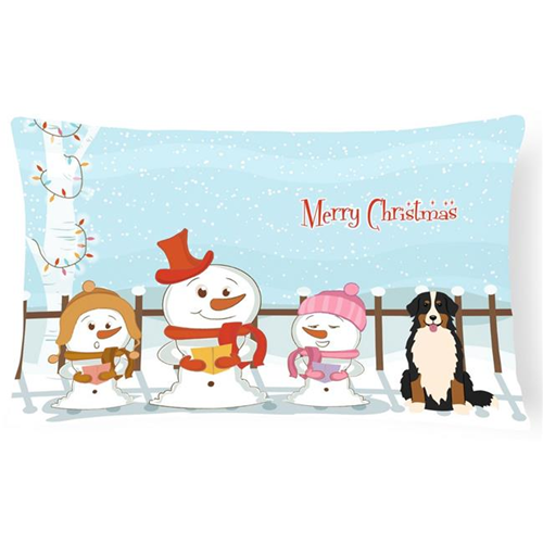 Carolines Treasures BB2367PW1216 Merry Christmas Carolers Bernese Mountain Dog Canvas Fabric Decorative Pillow