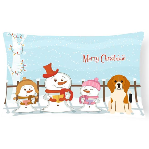 Carolines Treasures BB2371PW1216 Merry Christmas Carolers Beagle Tricolor Canvas Fabric Decorative Pillow