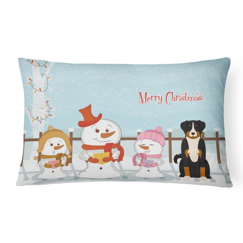 Carolines Treasures BB2374PW1216 Merry Christmas Carolers Appenzeller Sennenhund Canvas Fabric Decorative Pillow