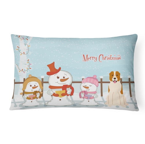Carolines Treasures BB2380PW1216 Merry Christmas Carolers Central Asian Shepherd Dog Canvas Fabric Decorative Pillow
