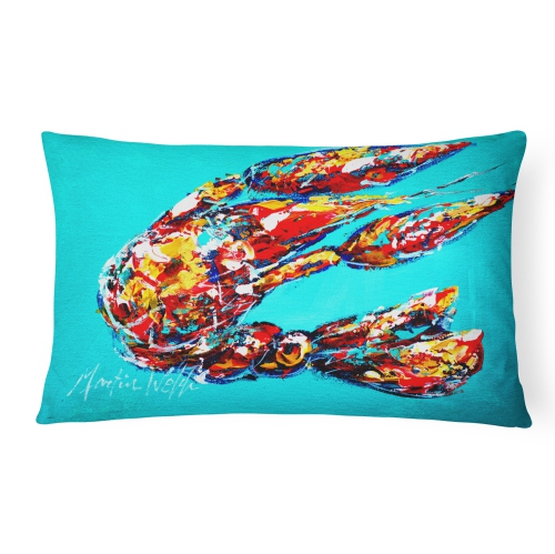 Carolines Treasures MW1161PW1216 Lucy The Crawfish In Blue Indoor & Outdoor Fabric Decorative Pillow