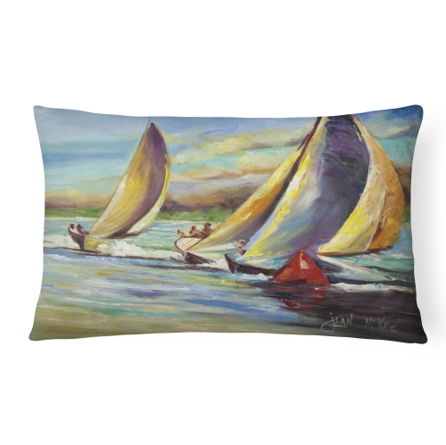Carolines Treasures JMK1057PW1216 Knost Regatta Pass Christian Sailboats Canvas Fabric Decorative Pillow